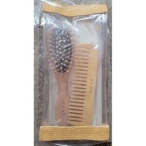 AVON 1999 Wood Comb & Hairbrush Set w Case New Old Stock Vintage 90's y2k